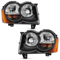 ANZO 2008-2010 Jeep Grand Cherokee Crystal Headlight  Black Amber 111431