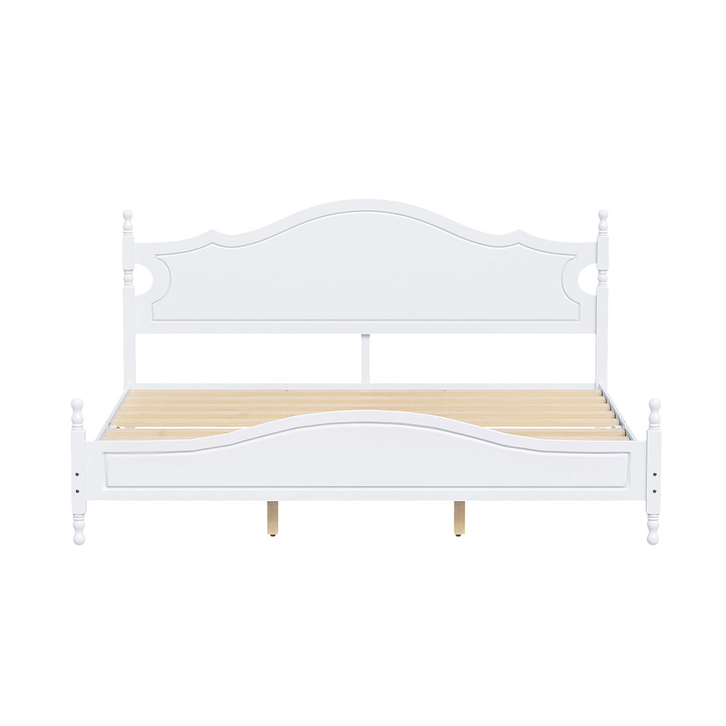 Retro Style King Bed Frame with Headboard