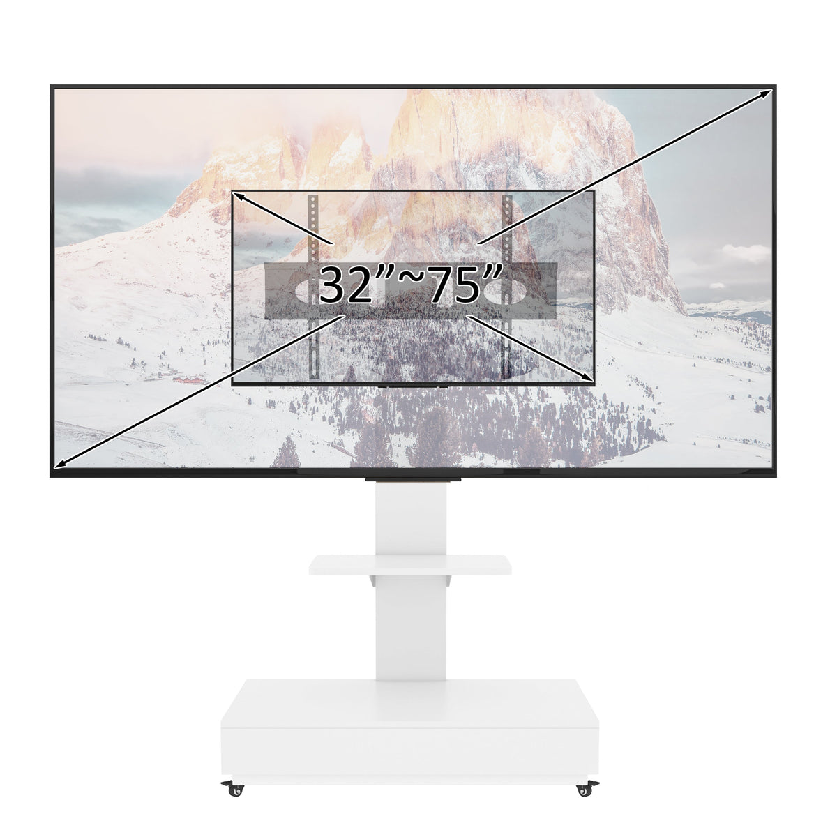 Adjustable Mobile TV Stand with Push-Pull Drawer