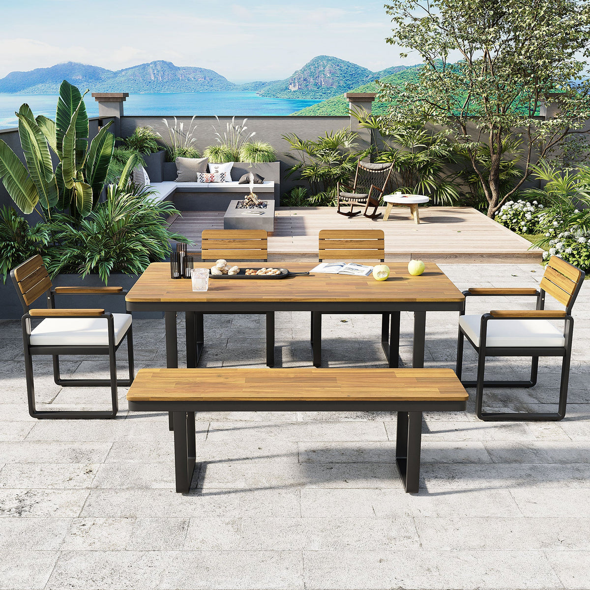 6-Piece Outdoor Dining Set - Acacia Wood