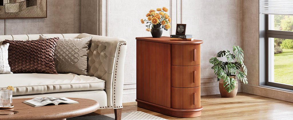 10.8" Solid Wood 3-Drawer Narrow End Table