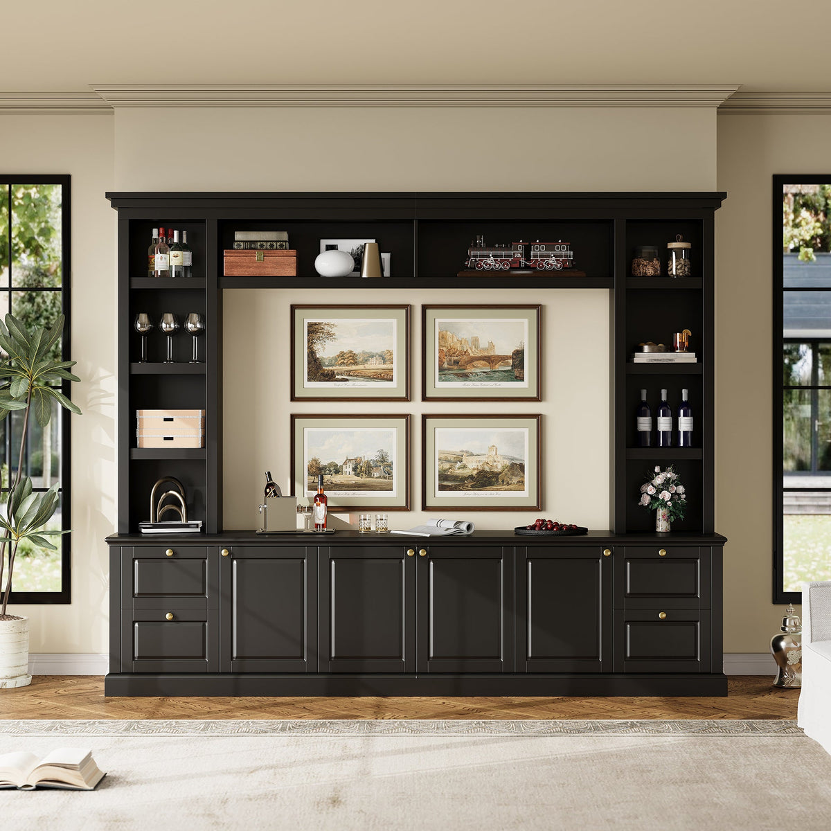 All-in-One Modern TV Stand with Bookcase