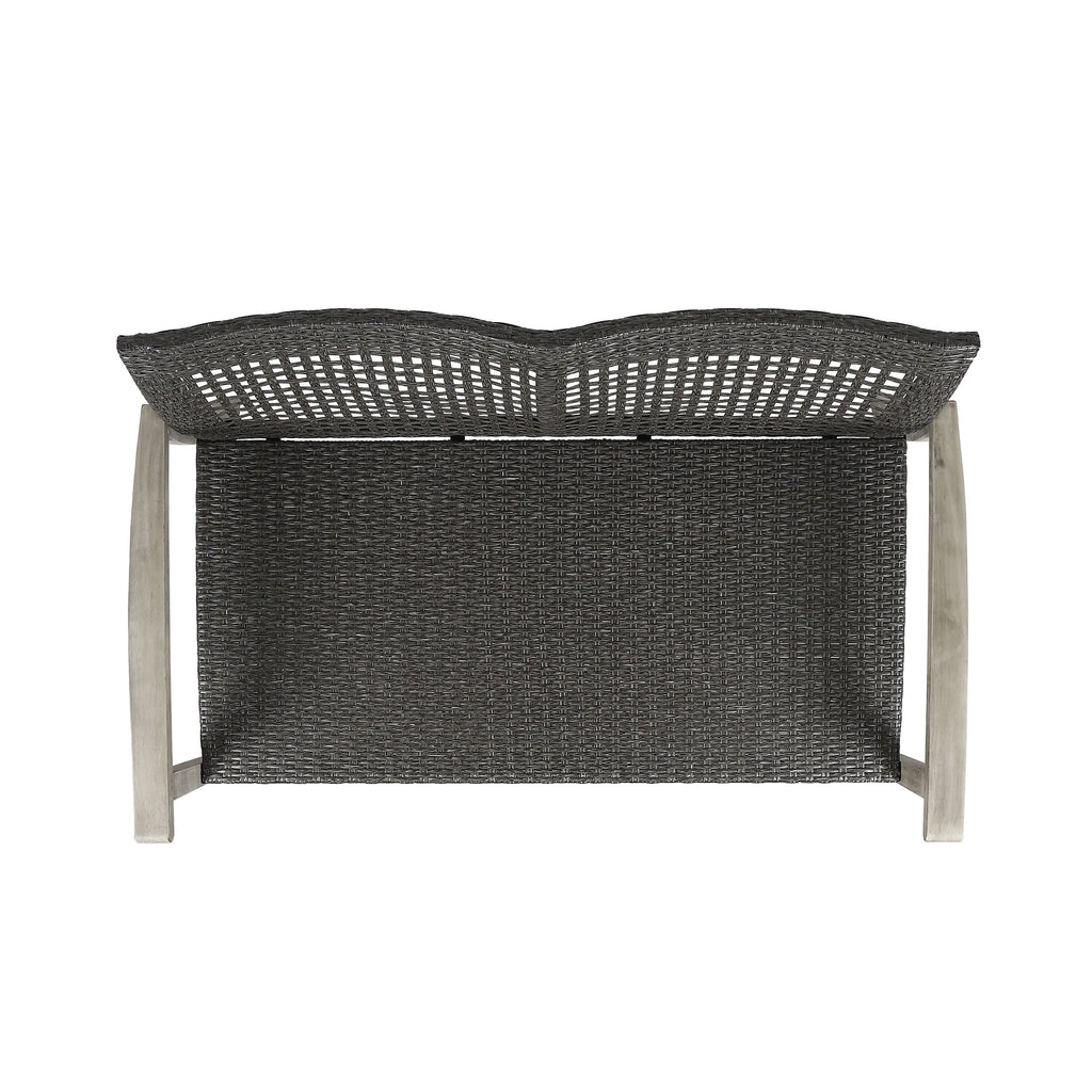 Hampton Outdoor Acacia Wood Wicker Loveseat