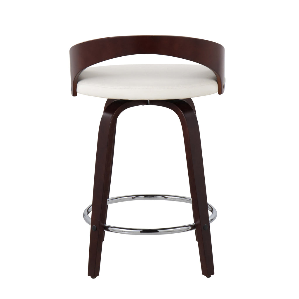 Mid-Century Modern Counter Stool with Swivel in Cherry