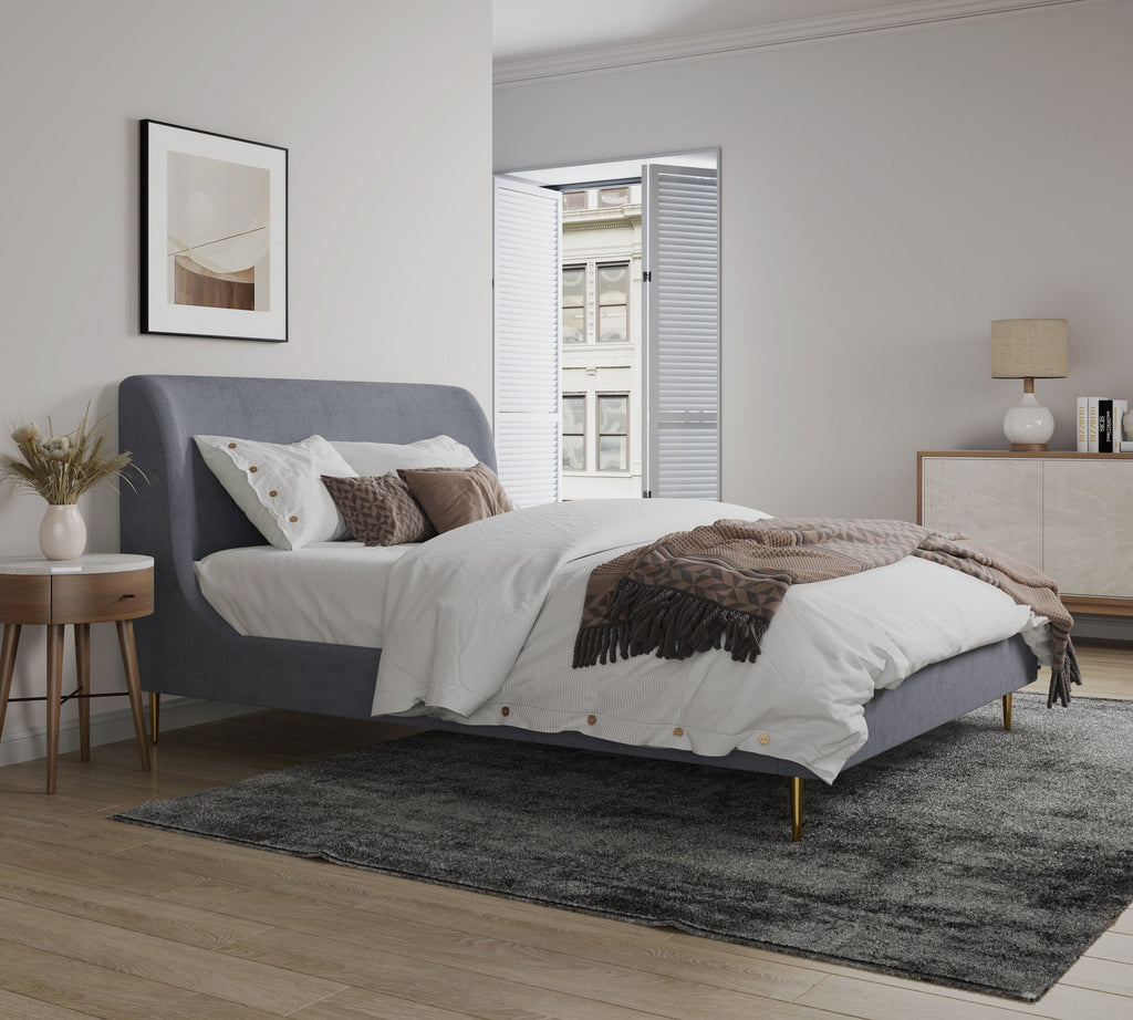 Heather Upholstered Velvet Queen Bed