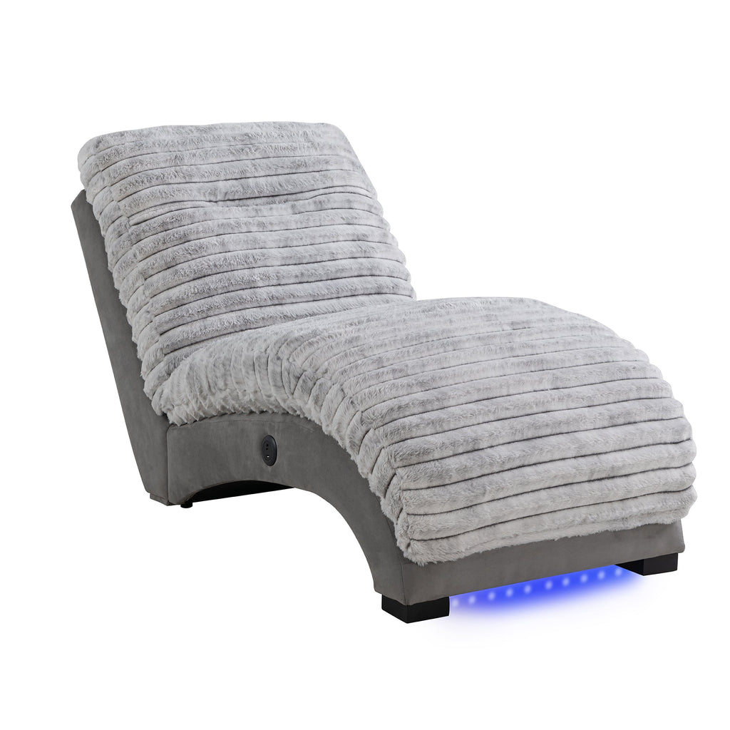 Denise Nickel Accent Chaise With USB