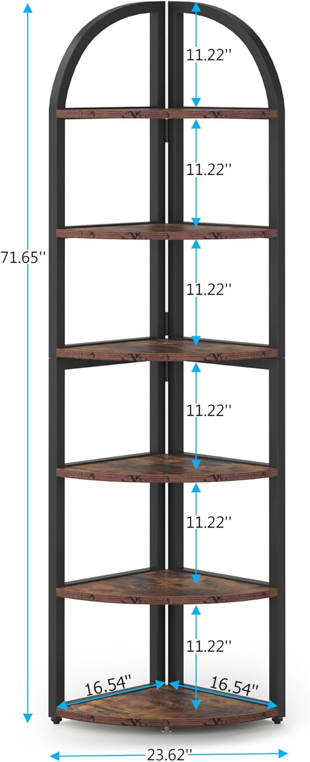 71.65" Tall 6 Tier Rustic Corner Shelf