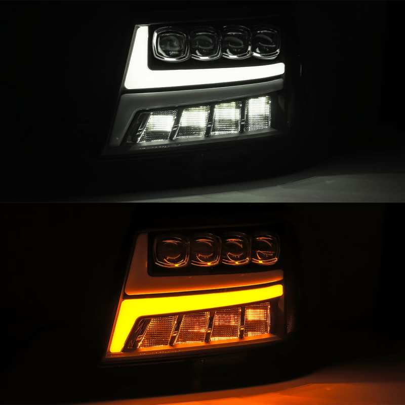 AlphaRex 07-13 Chevy Avalanche NOVA LED Proj Headlights Plank Style Gloss Black w/Activ Light/DRL 880287 *Discontinued