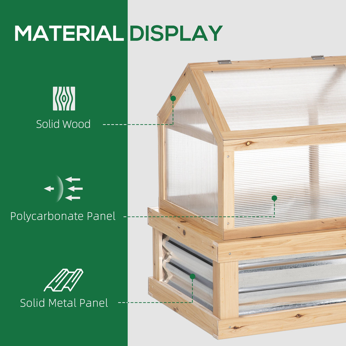 Outsunny Raised Garden Bed with Polycarbonate Greenhouse