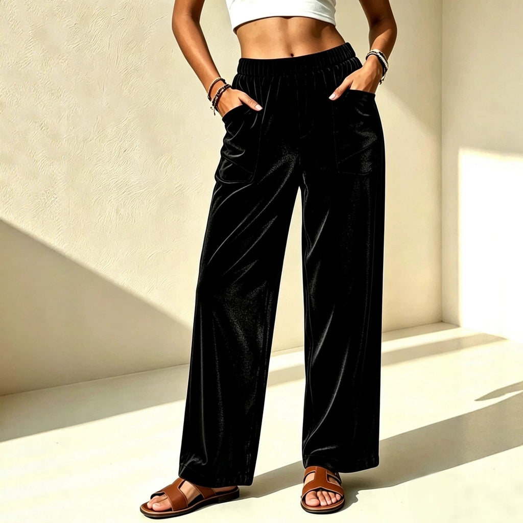 Loose-fit Slimming Draping Wide-leg Casual Pants