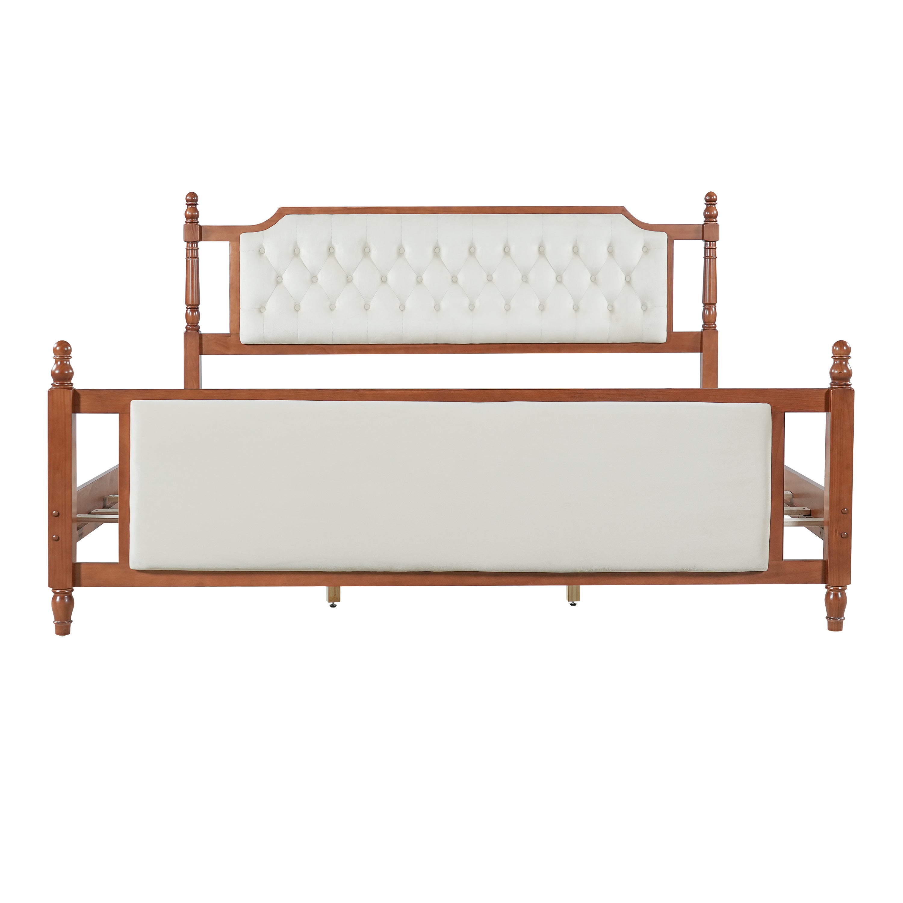 King Size Upholstered Platform Bed with Button Tufted Headboard