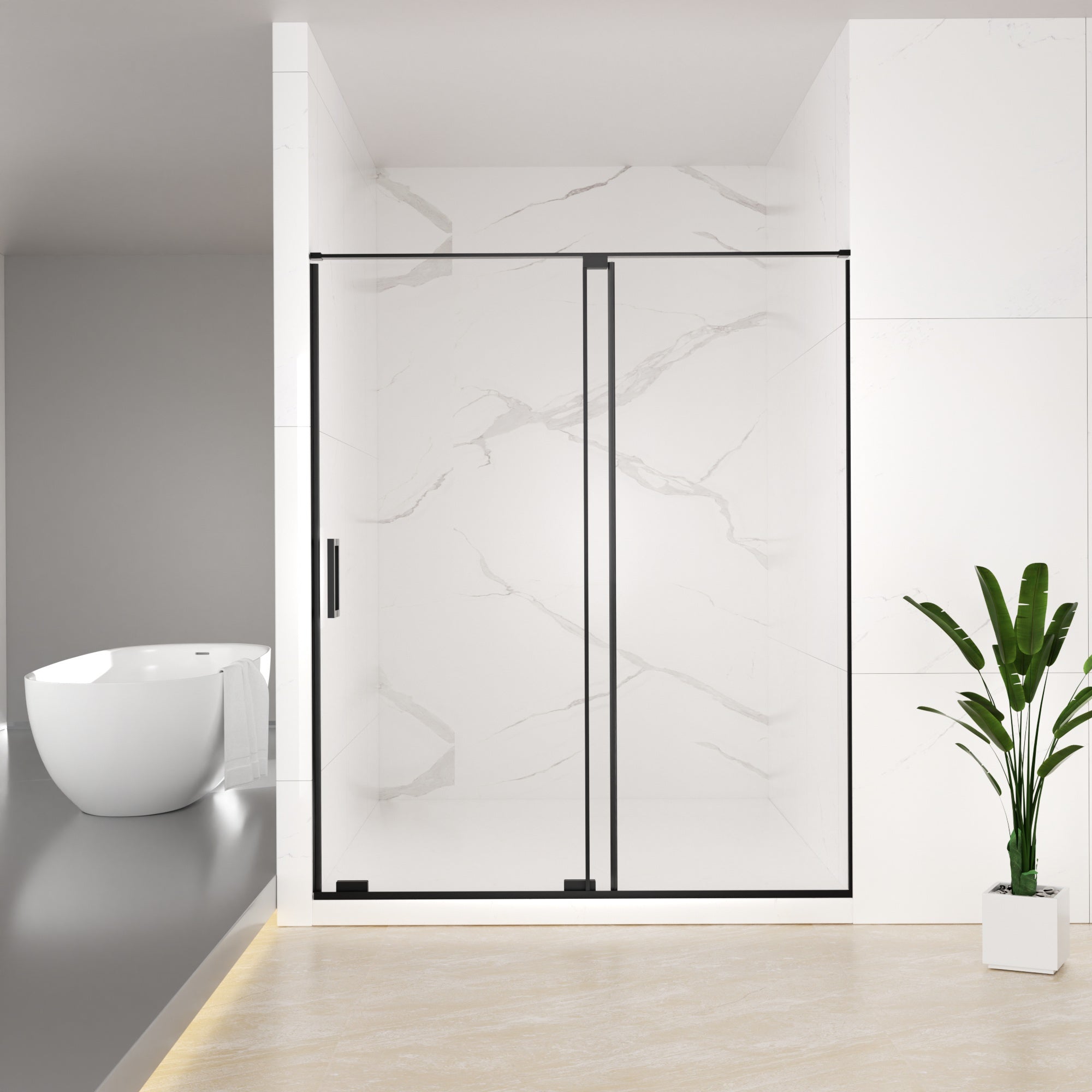 56-60" W x 72" H Semi-Frameless Sliding Shower Door