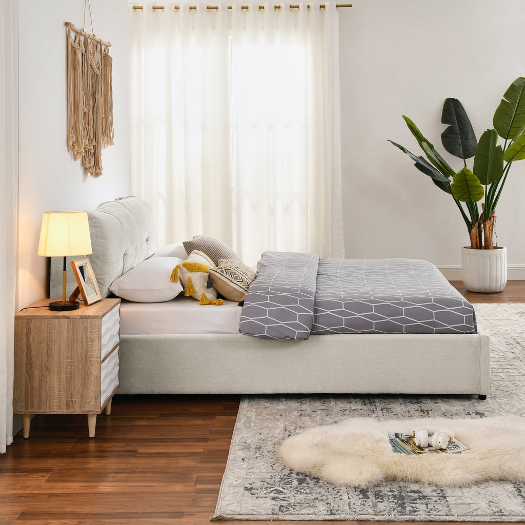 Queen Size Storage Upholstered Hydraulic Platform Bed