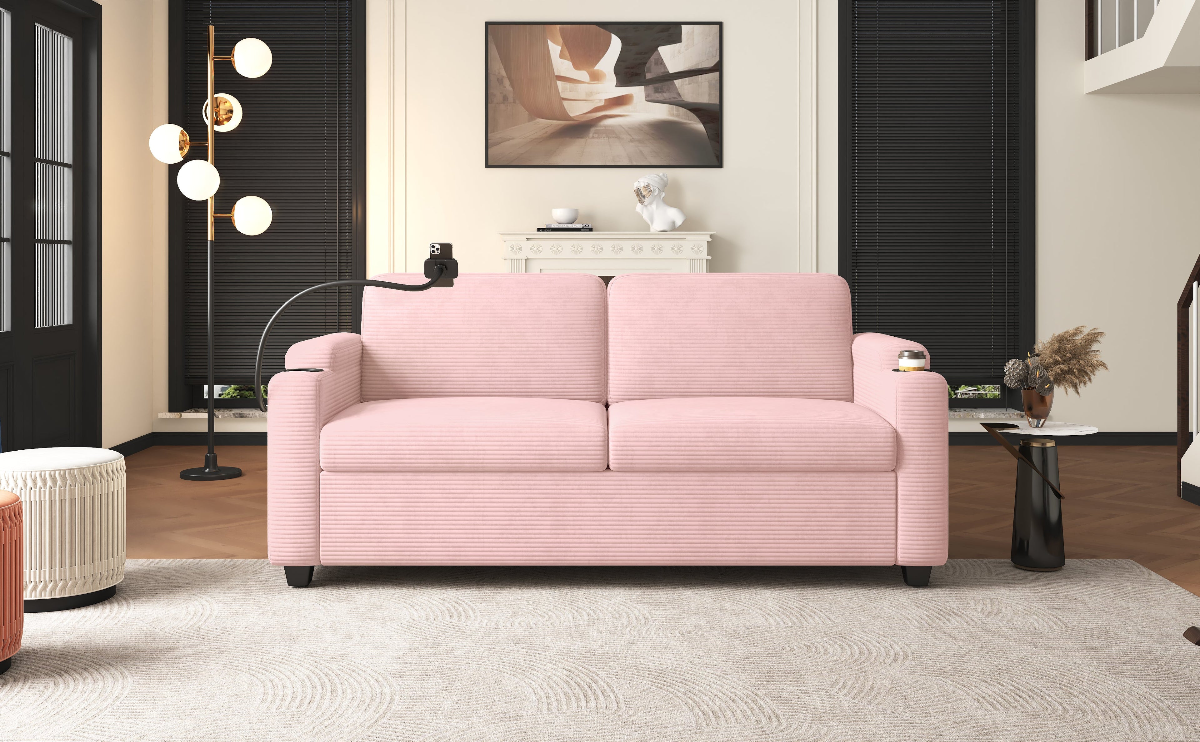72.8" Corduroy Sleeper Sofa Loveseat
