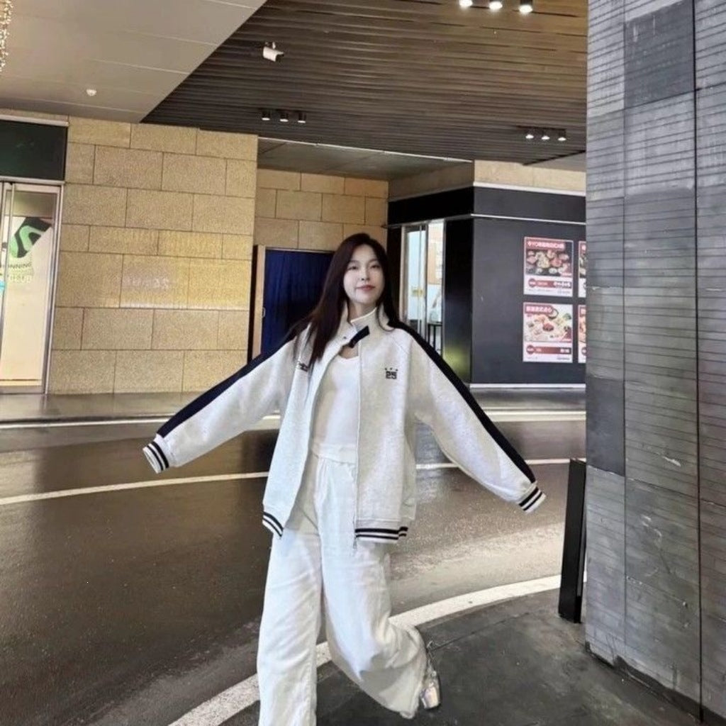 Womens Casual Sporty Jacket With A Stand-up Collar