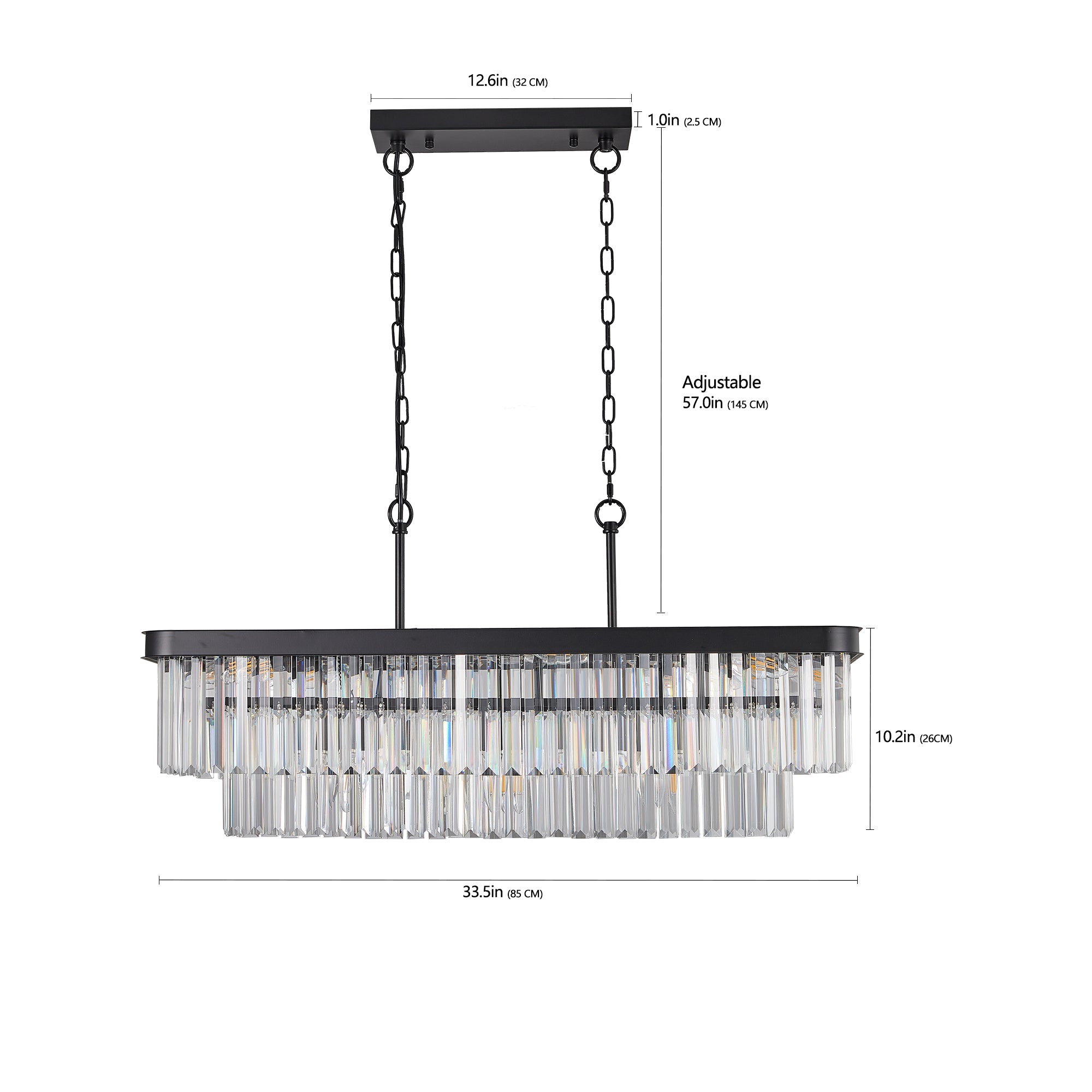 Adjustable Rectangular Crystal Chandelier