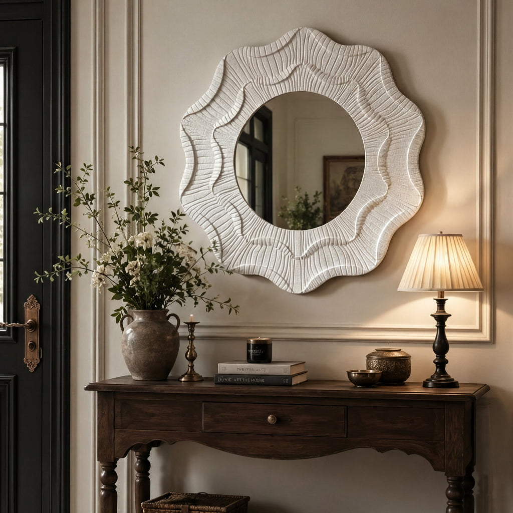 31.5 Inch Wavy Flower Wall Mirror