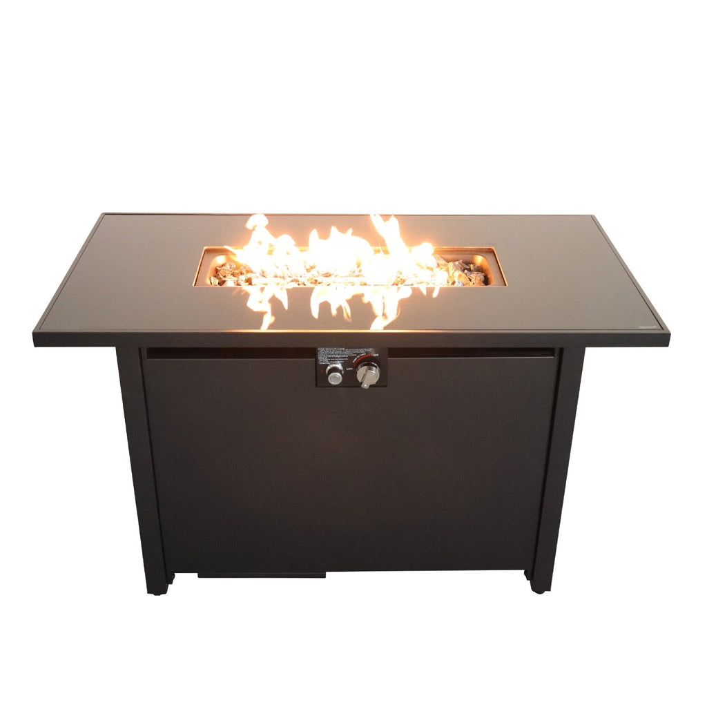 25" H x 42" W Steel Outdoor Fire Pit Table with Lid
