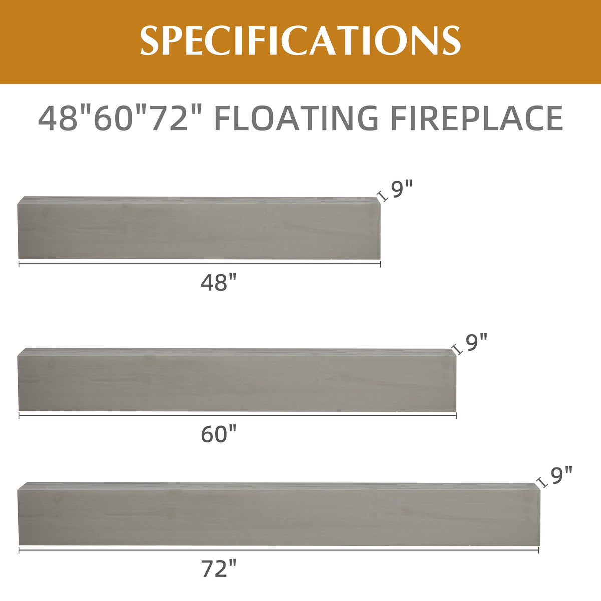 72" Fireplace Mantel Fir Wood Wall-Mounted Shelf