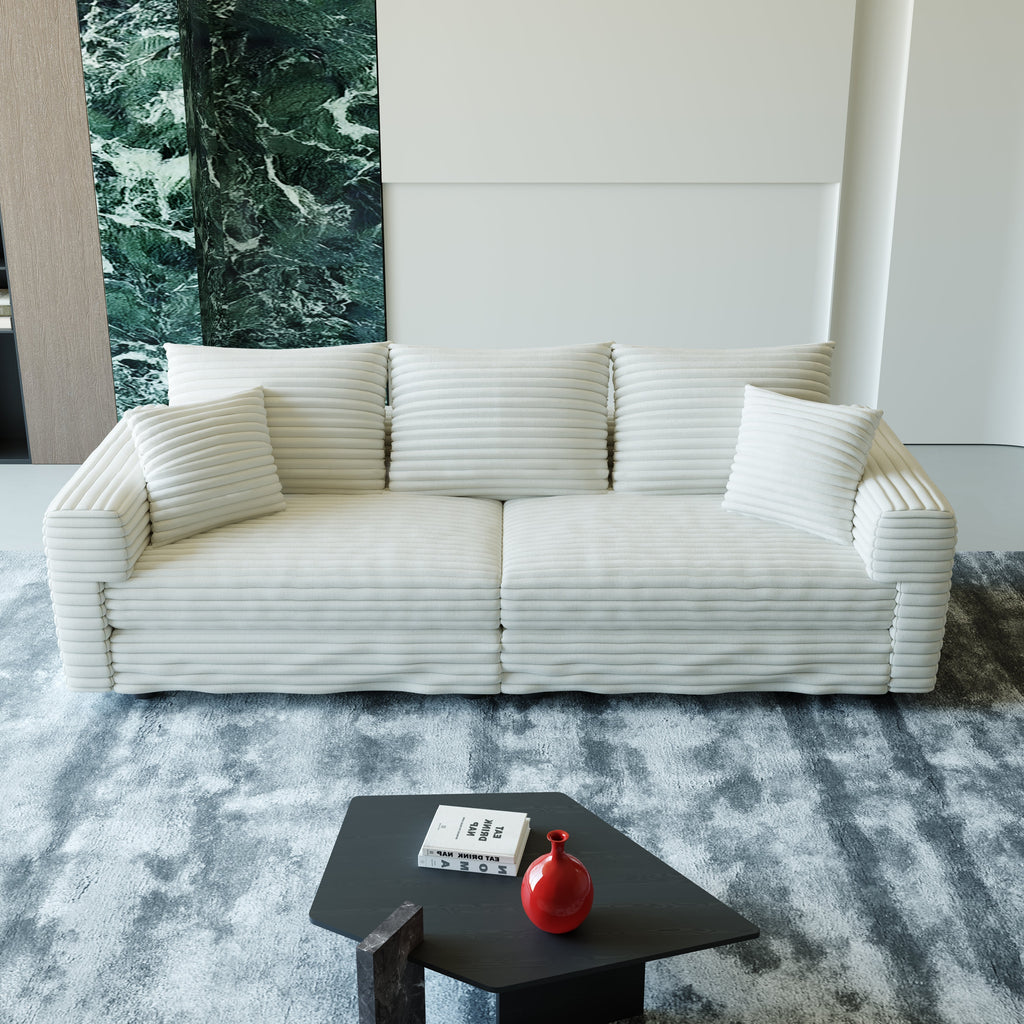 82.7" Plush Corduroy 3-Seat Sofa