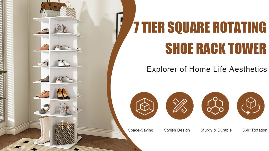 7-Tier Rotating Shoe Rack Tower