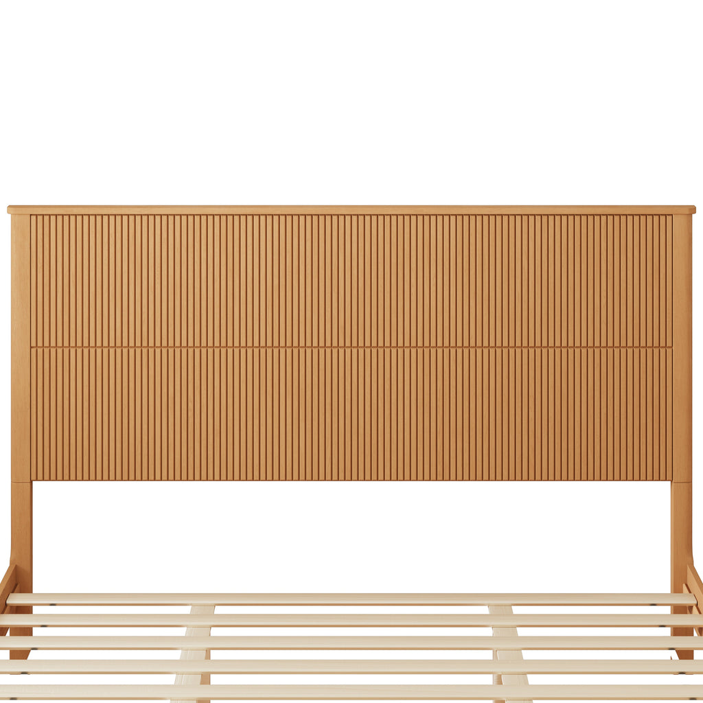 Solid Wood King Bed Frame with Tall Headboard