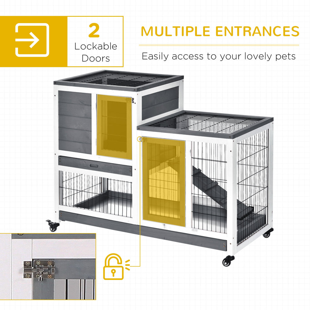 PawHut Wooden Rabbit Hutch Elevated Bunny Cage
