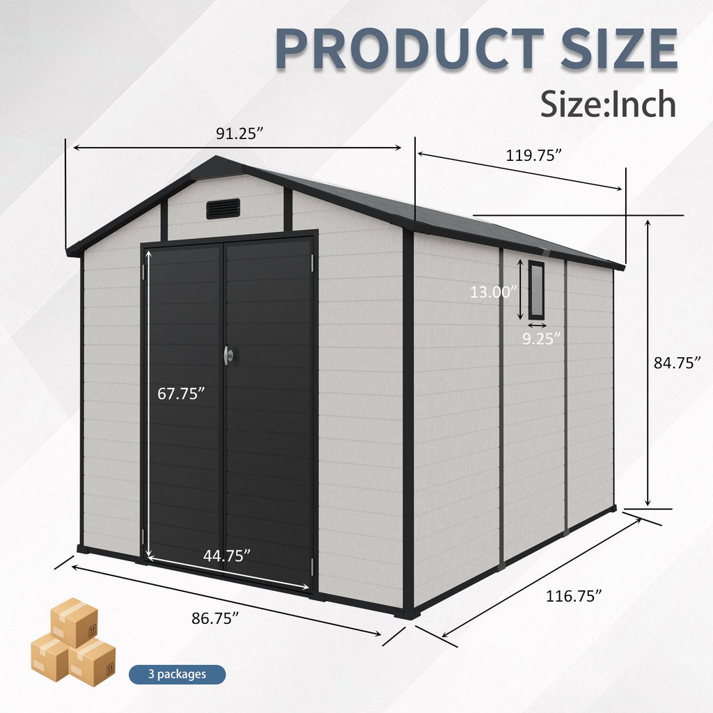 8x10 FT Plastic Outdoor Storage Shed