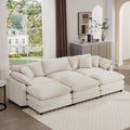 Oversized Modular Cushioned Sofa with 3 Ottomans