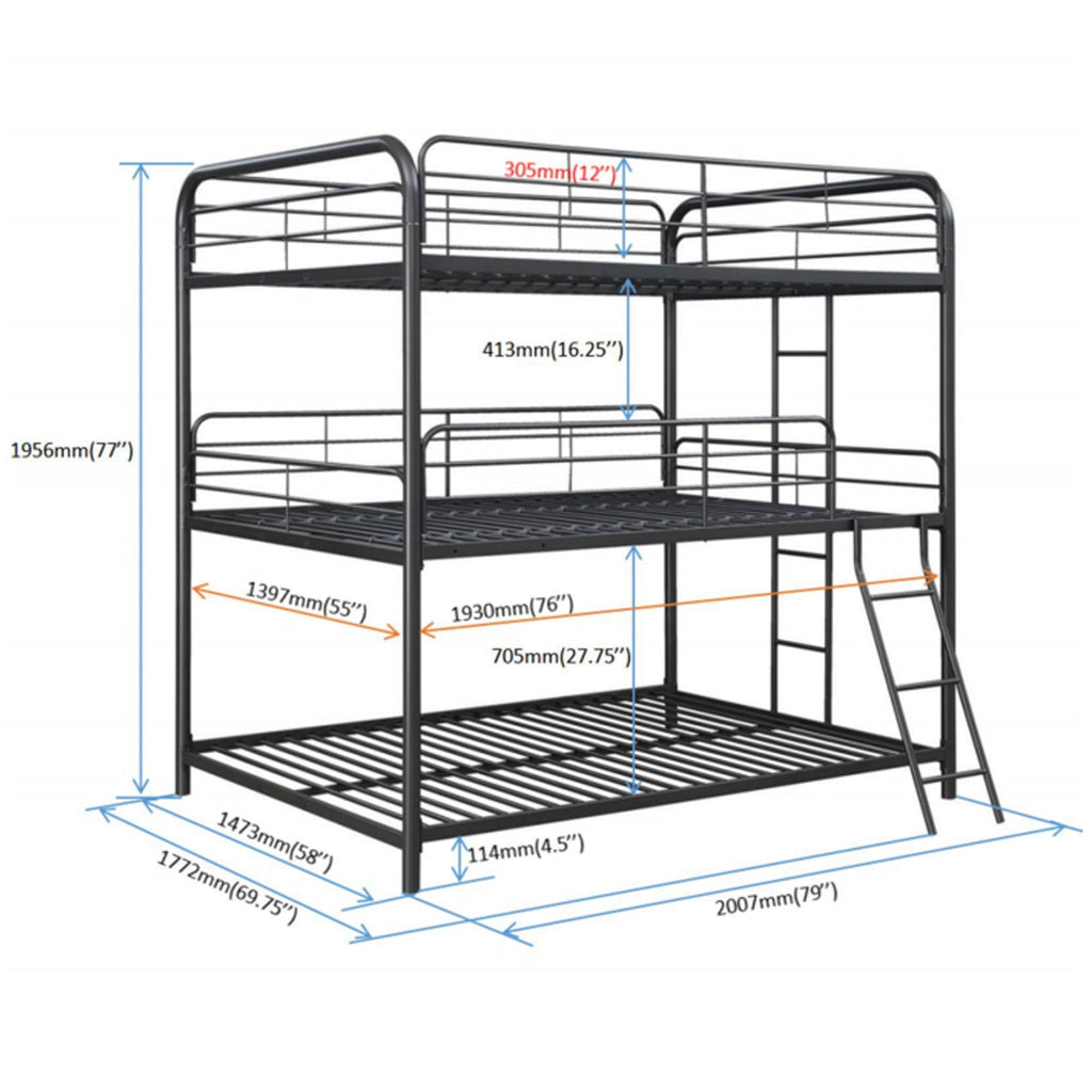 Triple Bunk Bed, Full/Full/Full