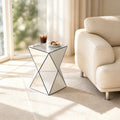Silver Mirrored Geometric Side Table