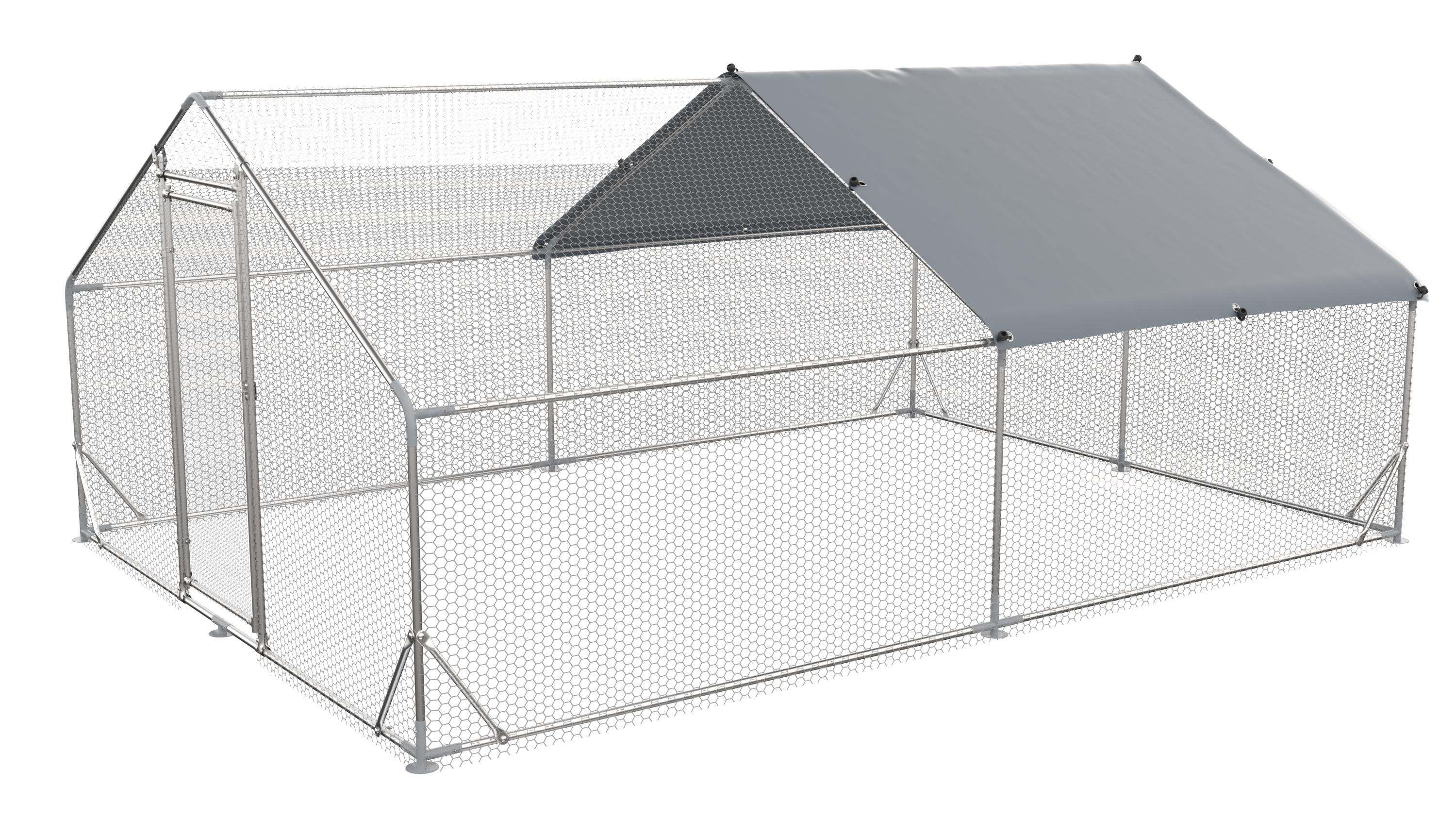 Large Metal Chicken Coop - Poultry Cage with Waterproof Cover