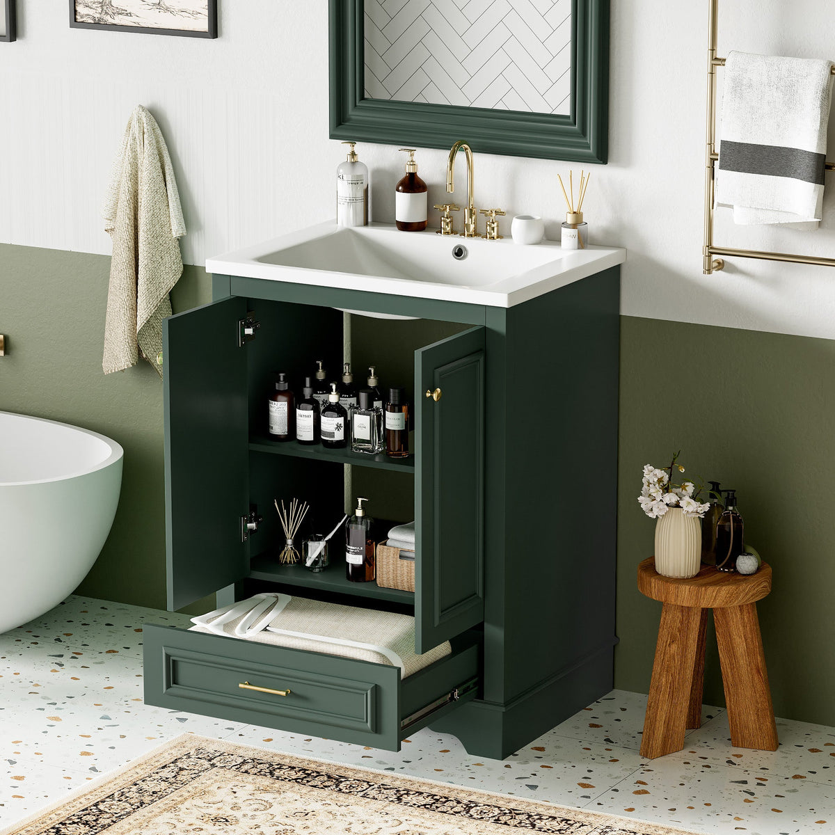 24'' Bathroom Vanity with Ceramic Sink Combo