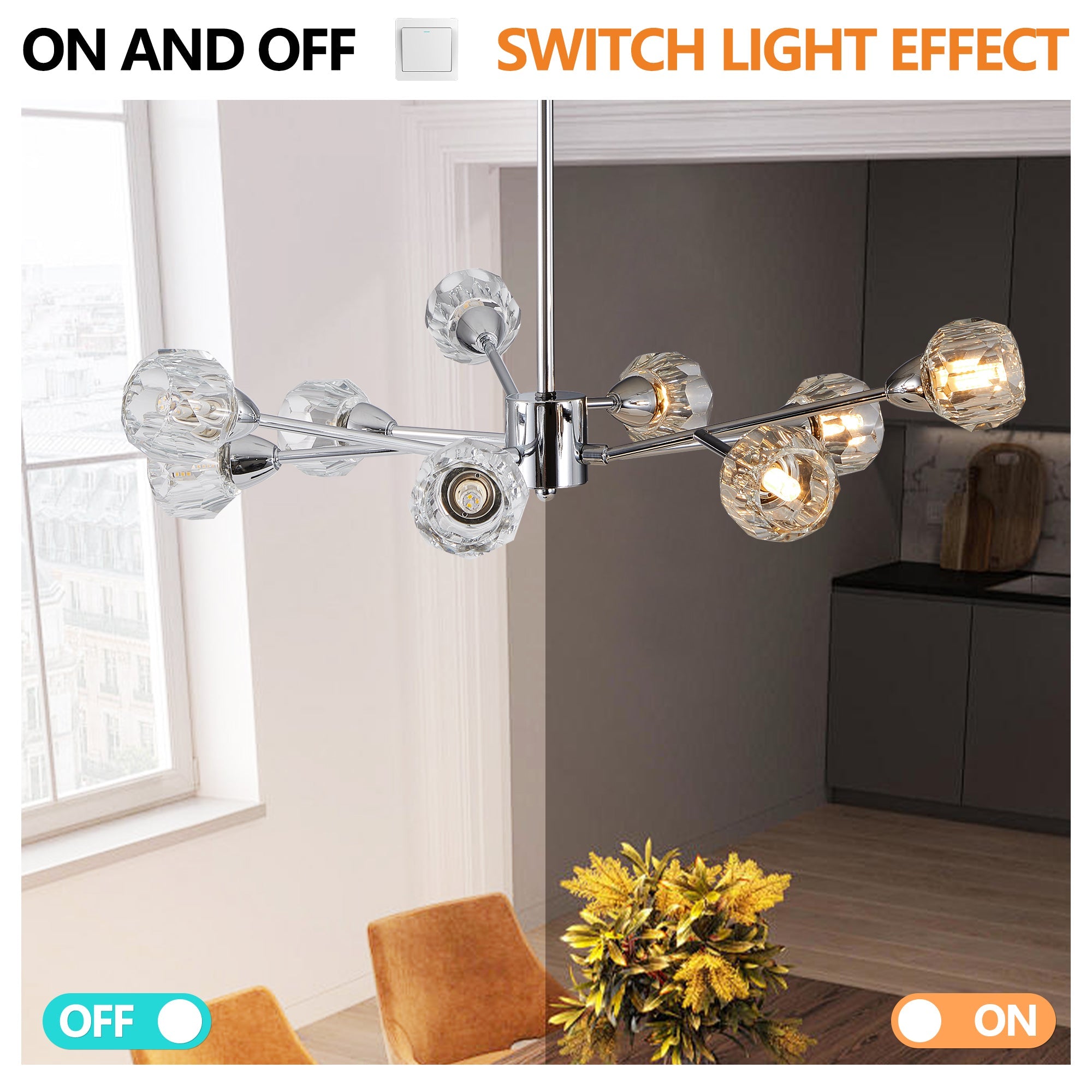 28" Modern Crystal Chandeliers with 9 Lights