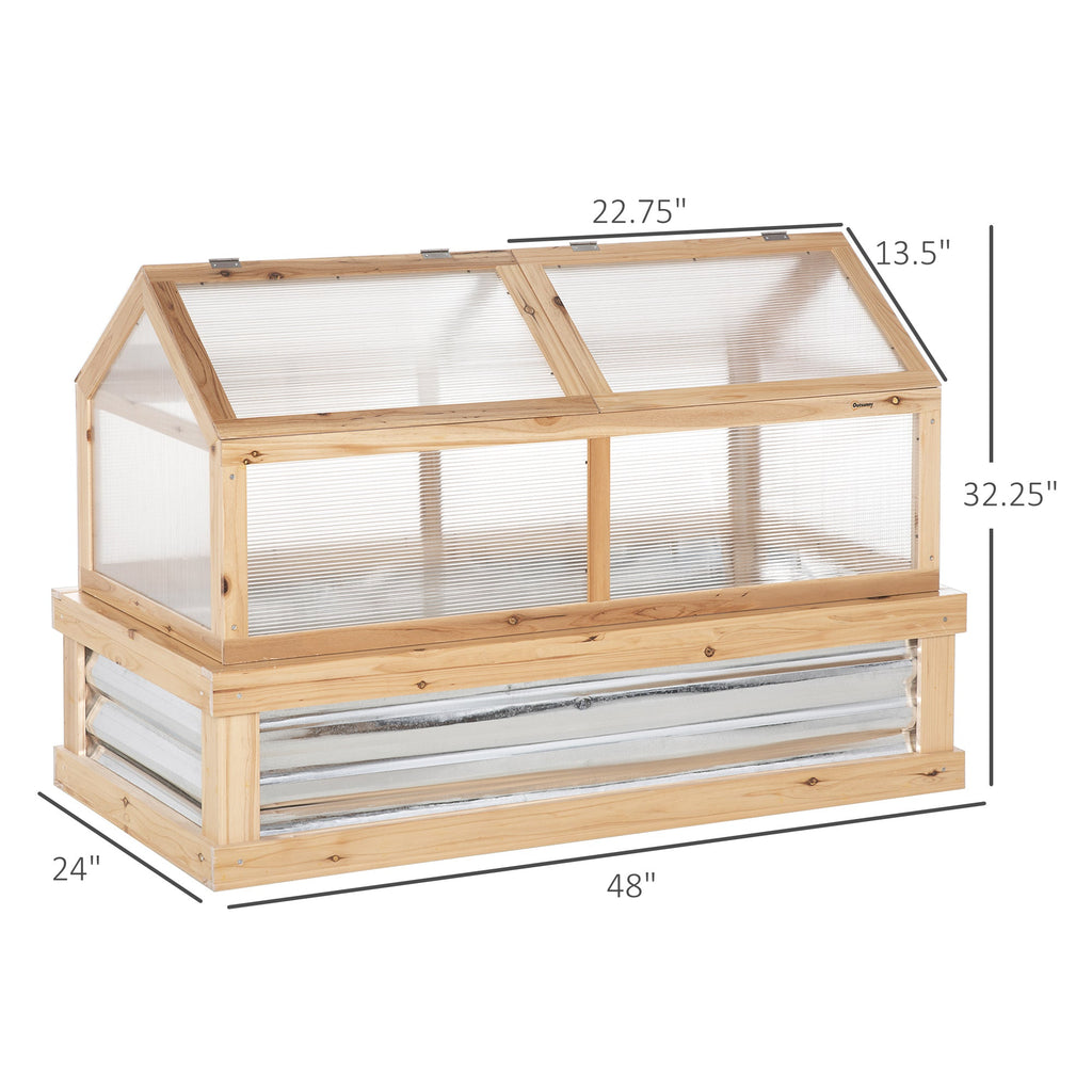 Outsunny Raised Garden Bed with Polycarbonate Greenhouse