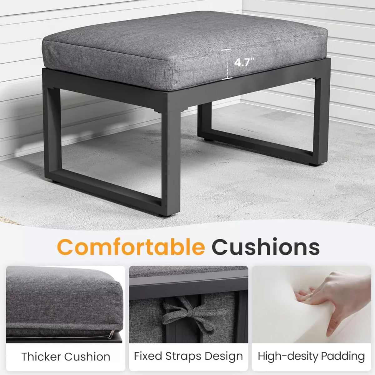 Set of 2 26" All-Weather Aluminum Patio Ottomans Footrests