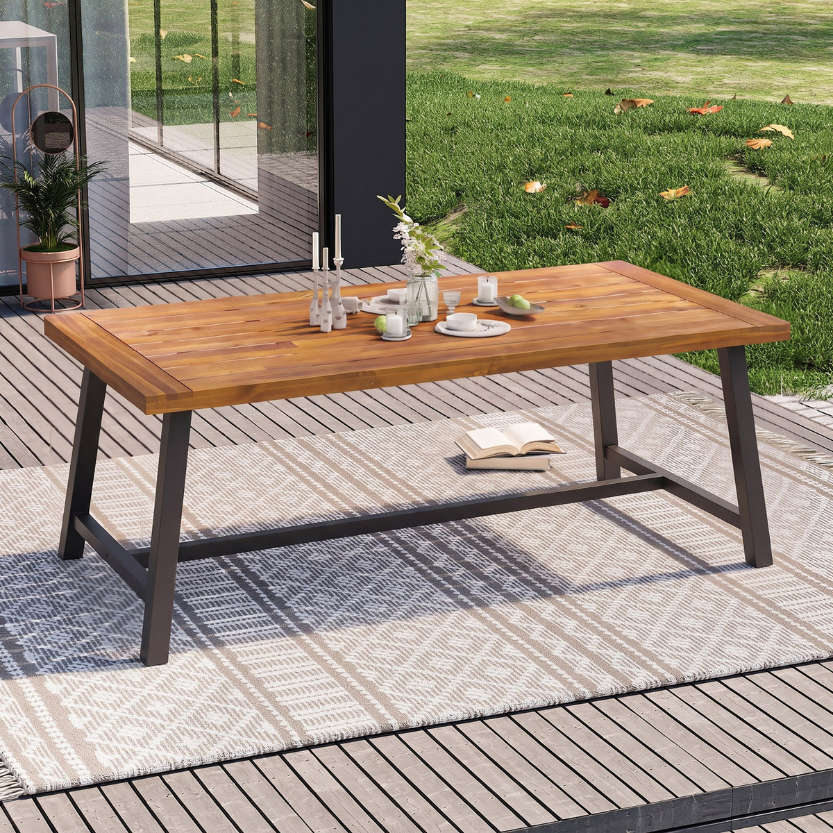 Carlie Outdoor Sandblast Finished Dining Table