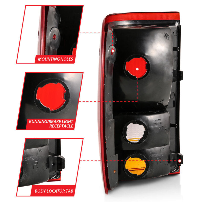 ANZO 1993-1997 Ford Ranger Tail Light Red/Cear (OE) 311310