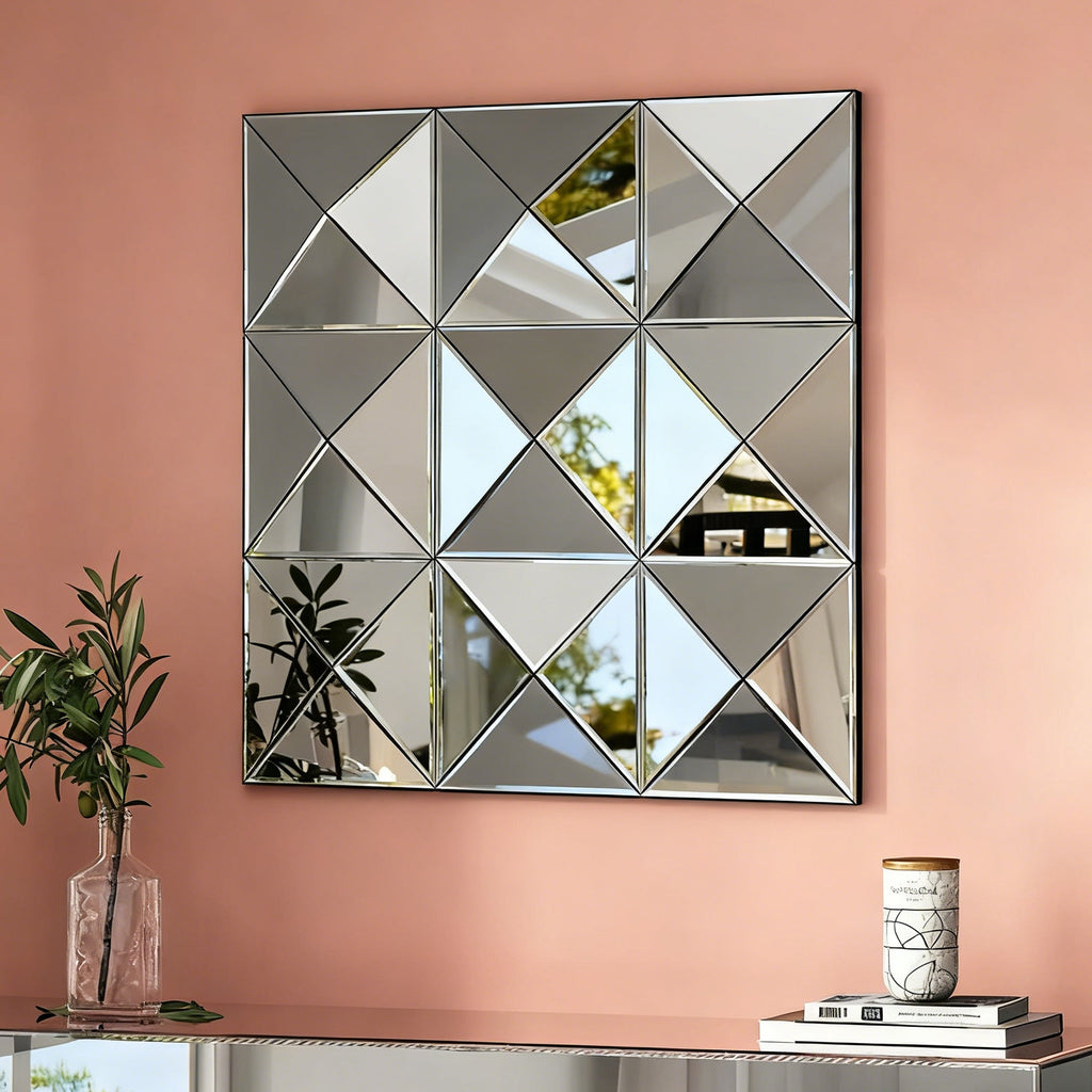 3D Mirror Wall Decor - Beveled Glass Large Square Wall Mirror