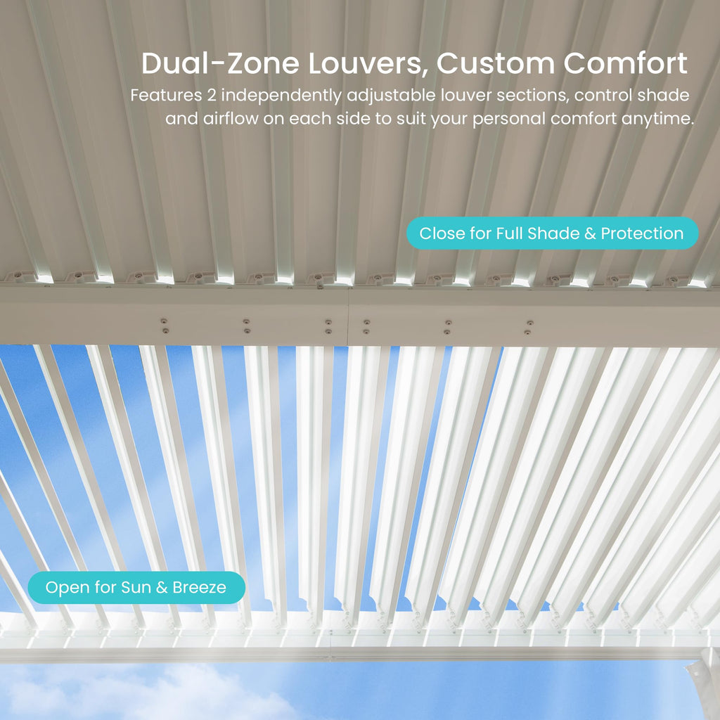 10x12 FT Outdoor Louvered Pergola with Adjustable Louvers