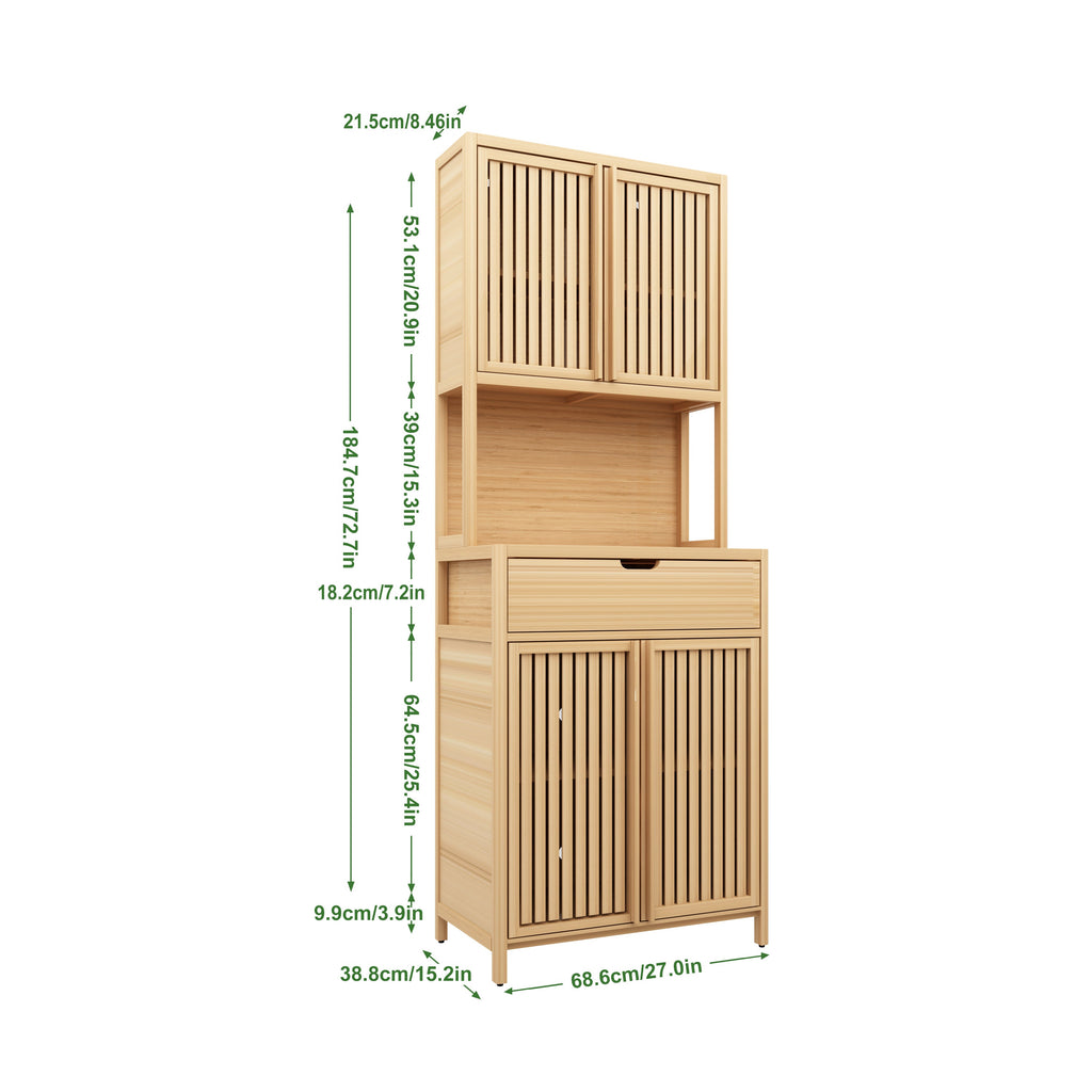 Double-Door Bamboo High-Capacity Storage Cabinet