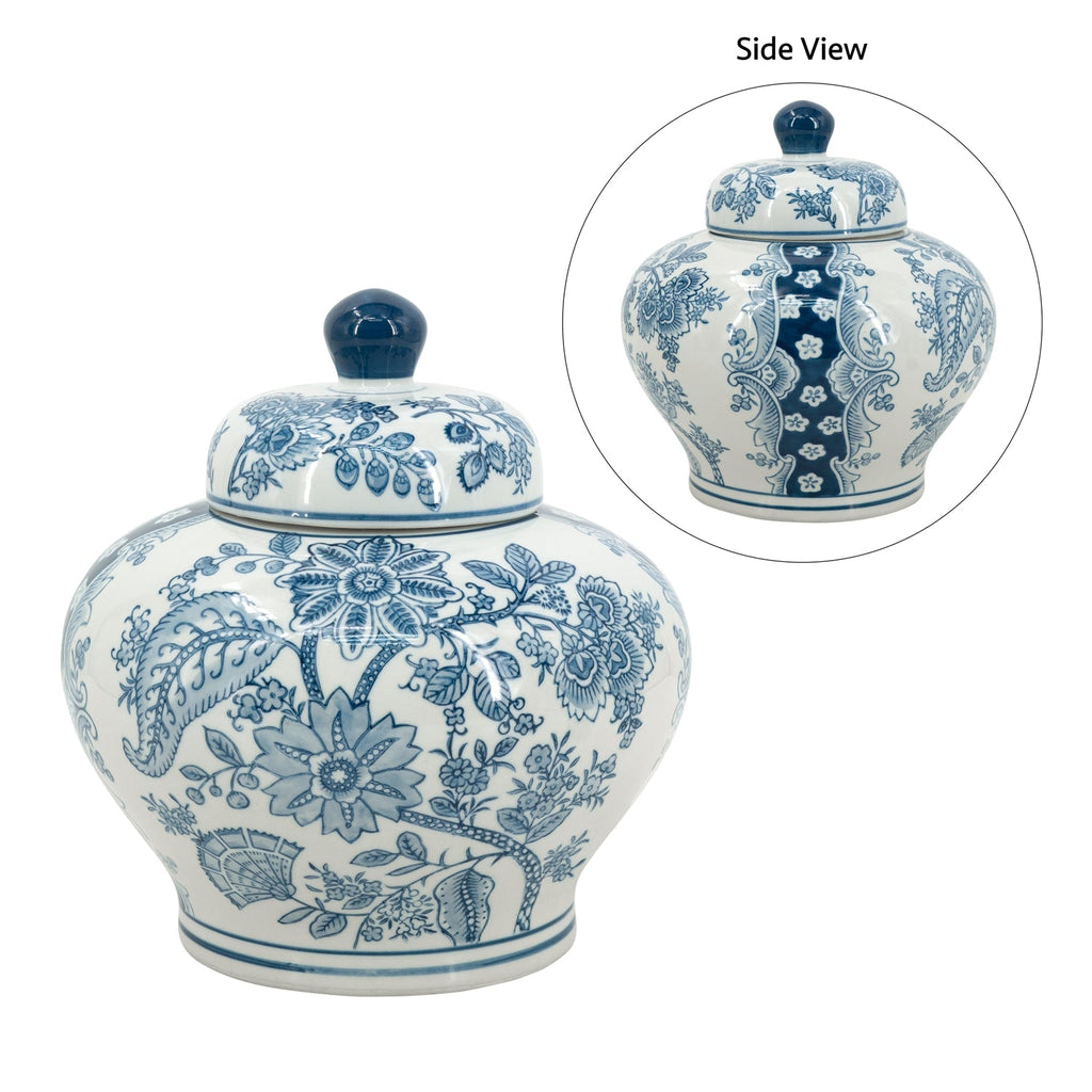 D9.1x9.1" Porcelain Lidded Jar