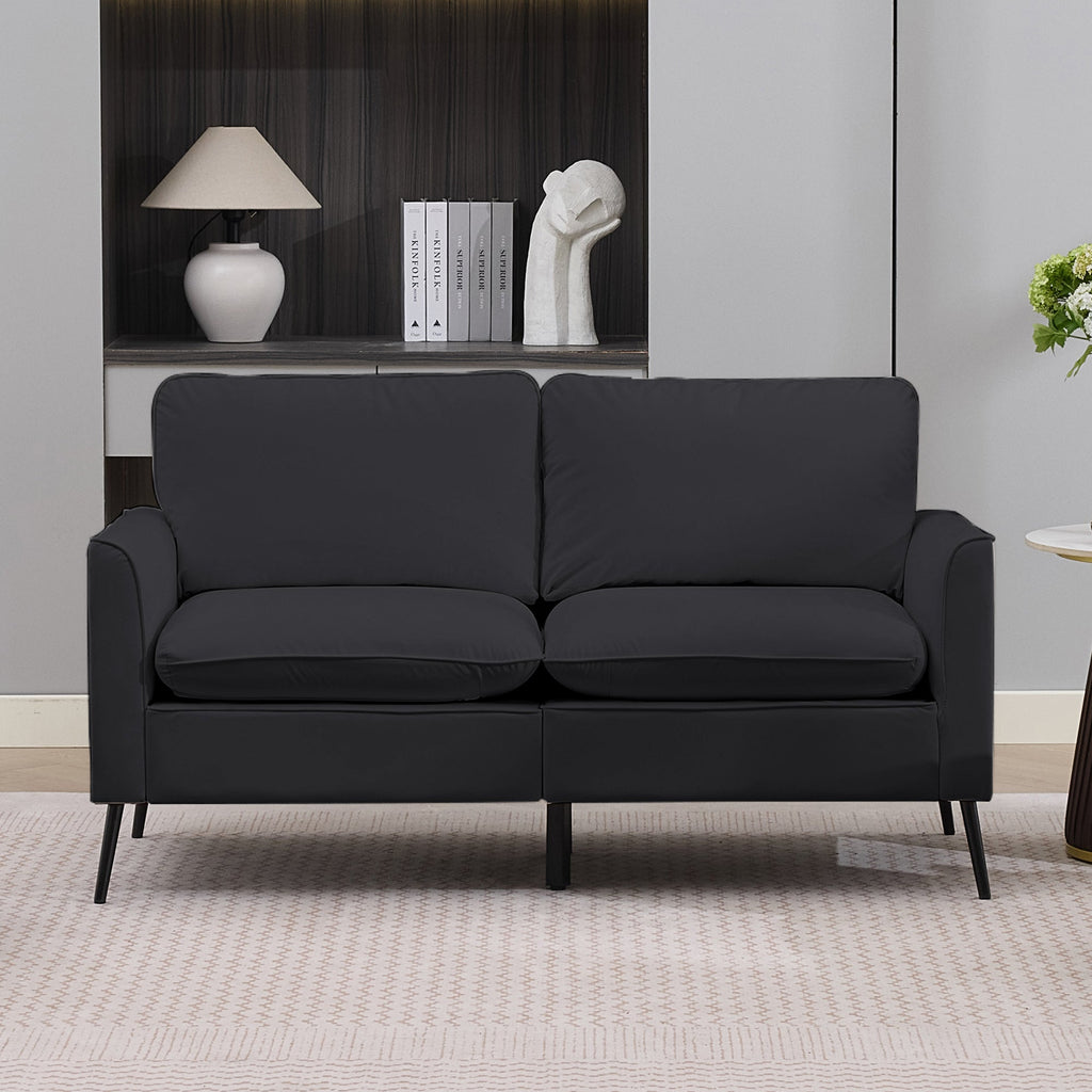 TS Cat Paw Leather Upholstered Sofa Loveseat - Black