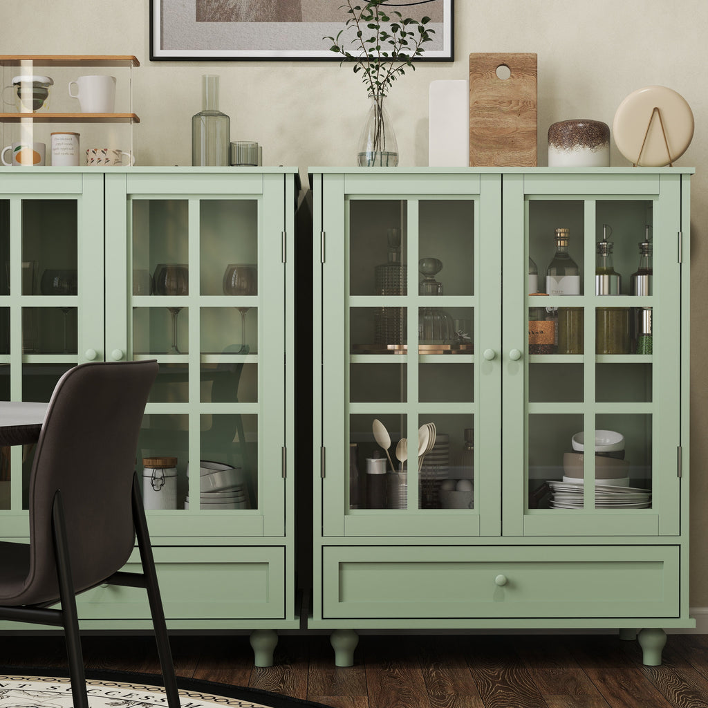 Minimalism Buffet Cabinet with Double Glass Doors
