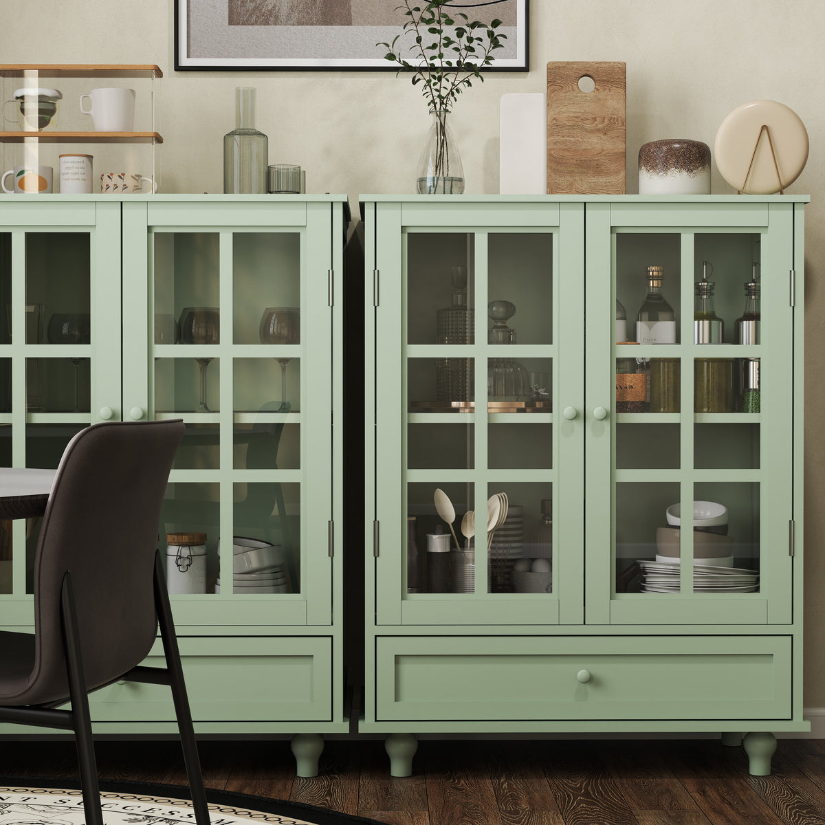 Minimalism Buffet Cabinet with Double Glass Doors
