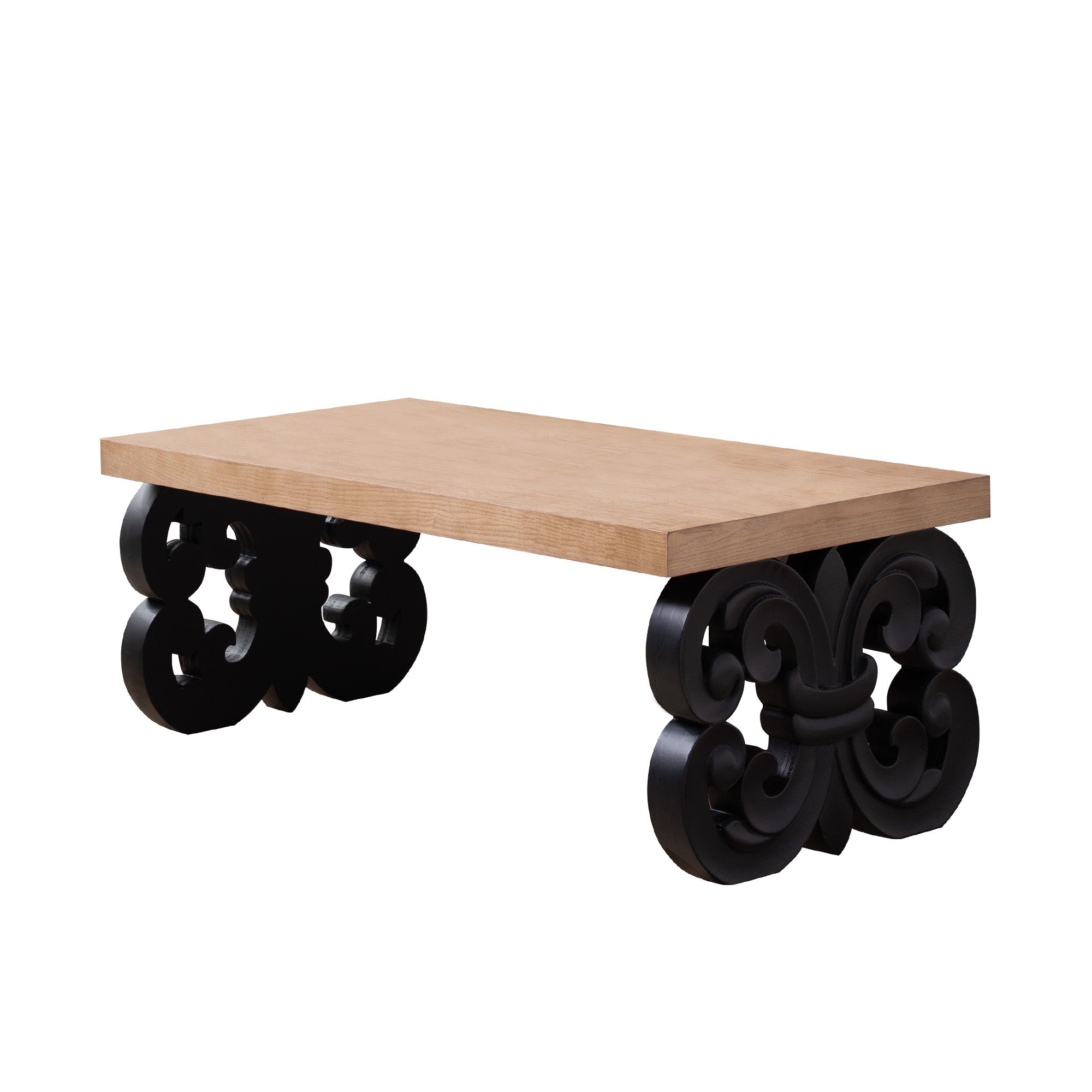 Black Scroll Base Coffee Table