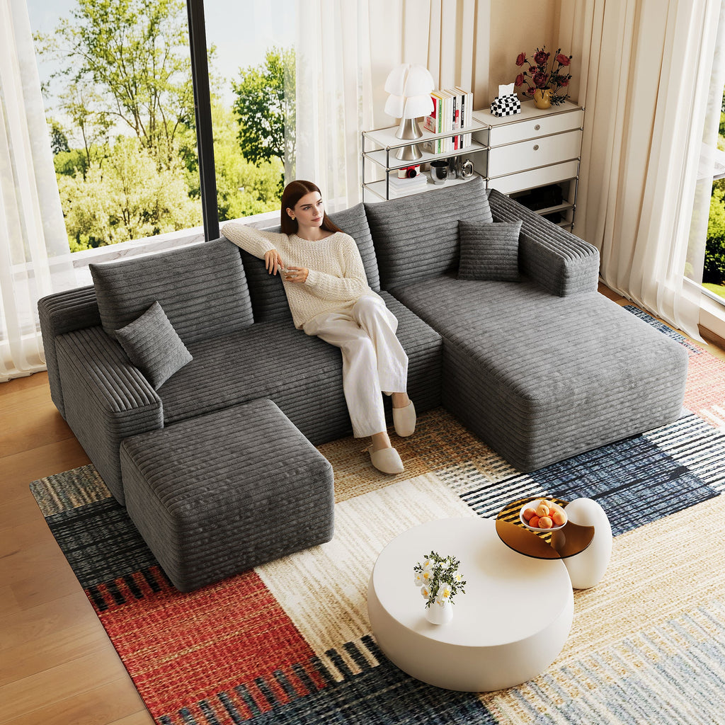 95" Cloud Sectional Sofa with 1 Ottoman