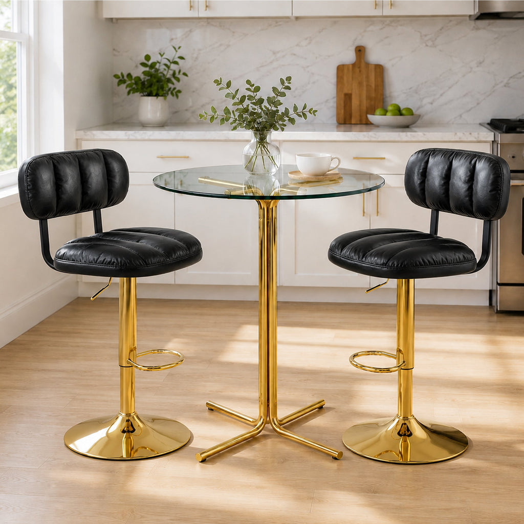 Set of 2 Modern Bar Stools with Adjustable Height
