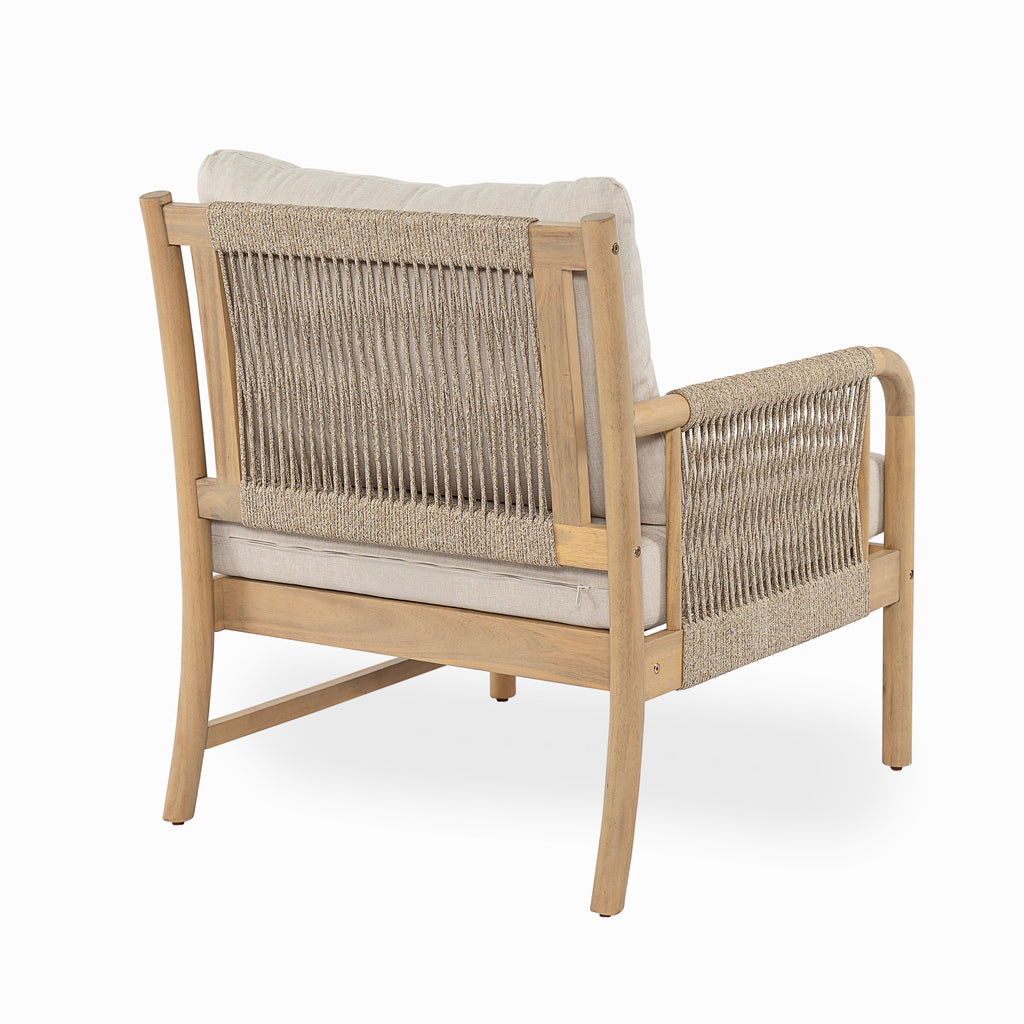 Casper Outdoor Left Arm Chair Acacia Wood and Woven Rope