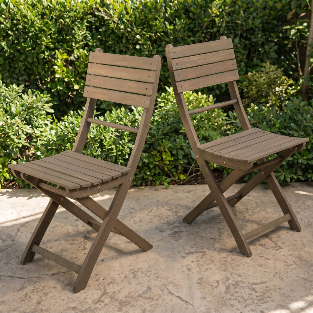 Outdoor Acacia Wood Folding Dining Chair (Set of 2)